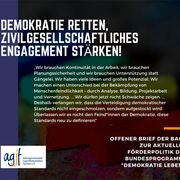 Gestalteter Text mit Zitaten aus dem Offenen Brief an die Bundesministerin