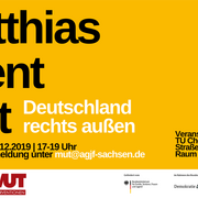 Flyer zur Lesung mit Matthias Quent